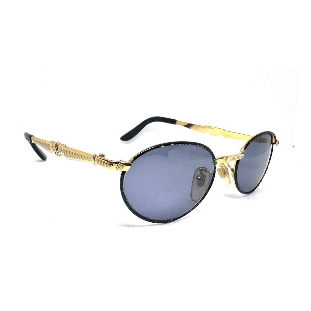 VINTAGE! ROLLING 703 COL 101 SMALL ROUND BLACK GOLD 90'S SUNGLASSES ITALY